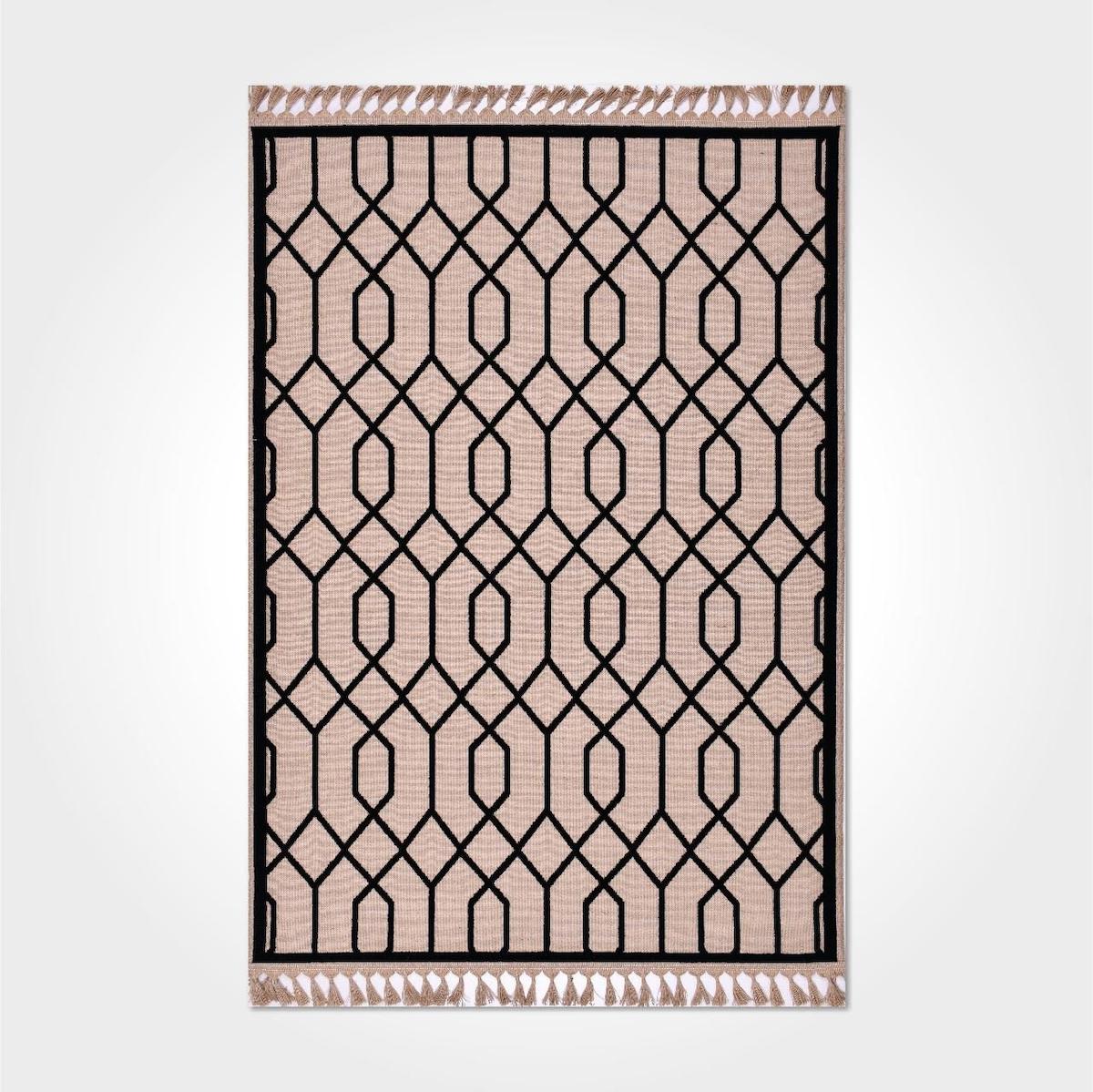 Kreasyon Halı 9236 Krem Yıkanabilir Geometrik Dikdörtgen Makine Dokuma Salon Halısı 160x230 cm