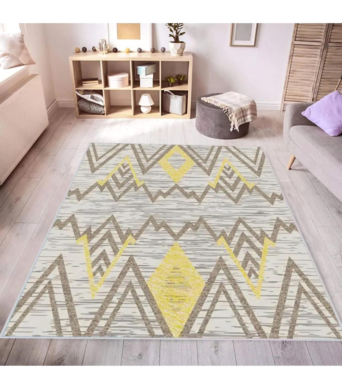 Rovigo Home RVG0432 Çok Renkli 8 mm Polyester Leke Tutmaz-Toz Tutmaz Yıkanabilir İnce Kaymaz Dot Taban Dikdörtgen Makine Dokuma Salon Halısı 160x230 cm