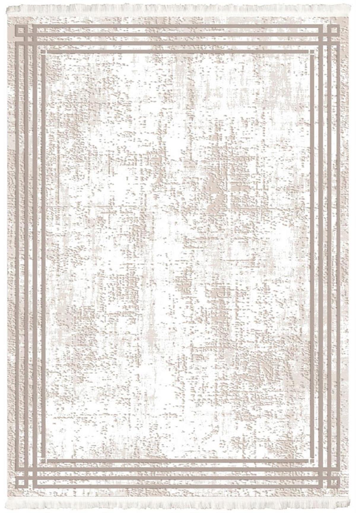 İpek Mekik Halı Sardes 6135A Krem 11 mm Akrilik Yıkanabilir Orta Kaymaz Pamuk Taban Dikdörtgen Makine Dokuma Antre-Çocuk Odası-Salon-Yatak Odası Halısı 120x180 cm