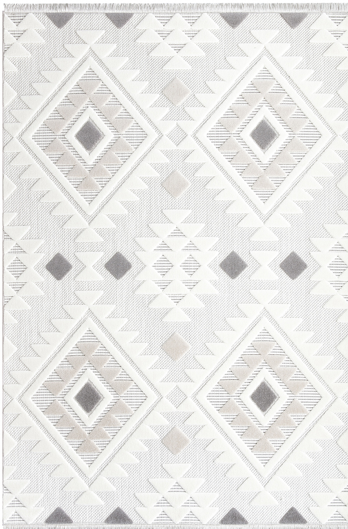 İpek Mekik Halı Almond 11408 Krem 10 mm Polyester Toz Tutmaz Yıkanabilir Orta Kaymaz Jüt Taban Geometrik Dikdörtgen Makine Dokuma Antre-Çocuk Odası-Salon-Yatak Odası Halısı 80x200 cm