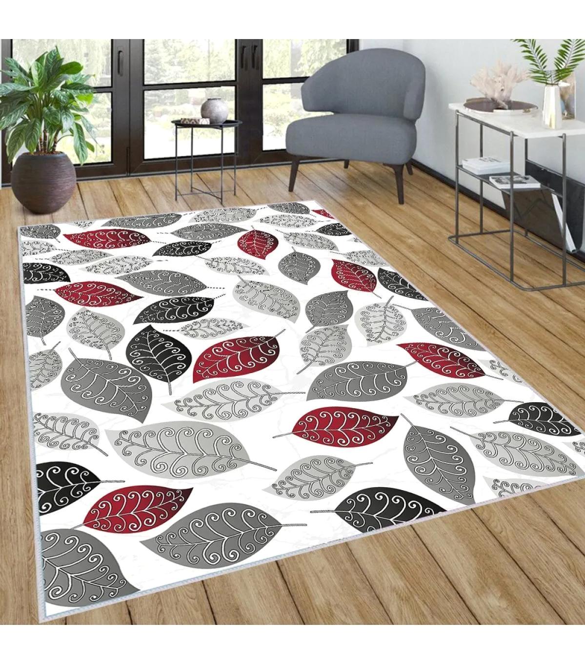 Rovigo Home RVG0253 Gri 8 mm Polyester Antibakteriyel-Leke Tutmaz-Toz Tutmaz Yıkanabilir İnce Kaymaz Dot Taban Dikdörtgen Makine Dokuma Salon Halısı 120x400 cm