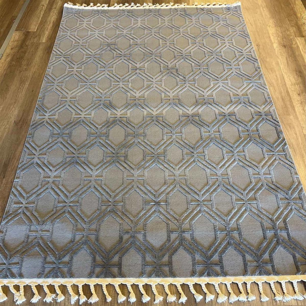 İpek Mekik Halı Lux 11709 Gri 13 mm Polyester Antialerjenik Yıkanabilir Kalın Kaymaz Dikdörtgen Makine Dokuma Antre-Çocuk Odası-Salon-Yatak Odası Halısı 80x150 cm