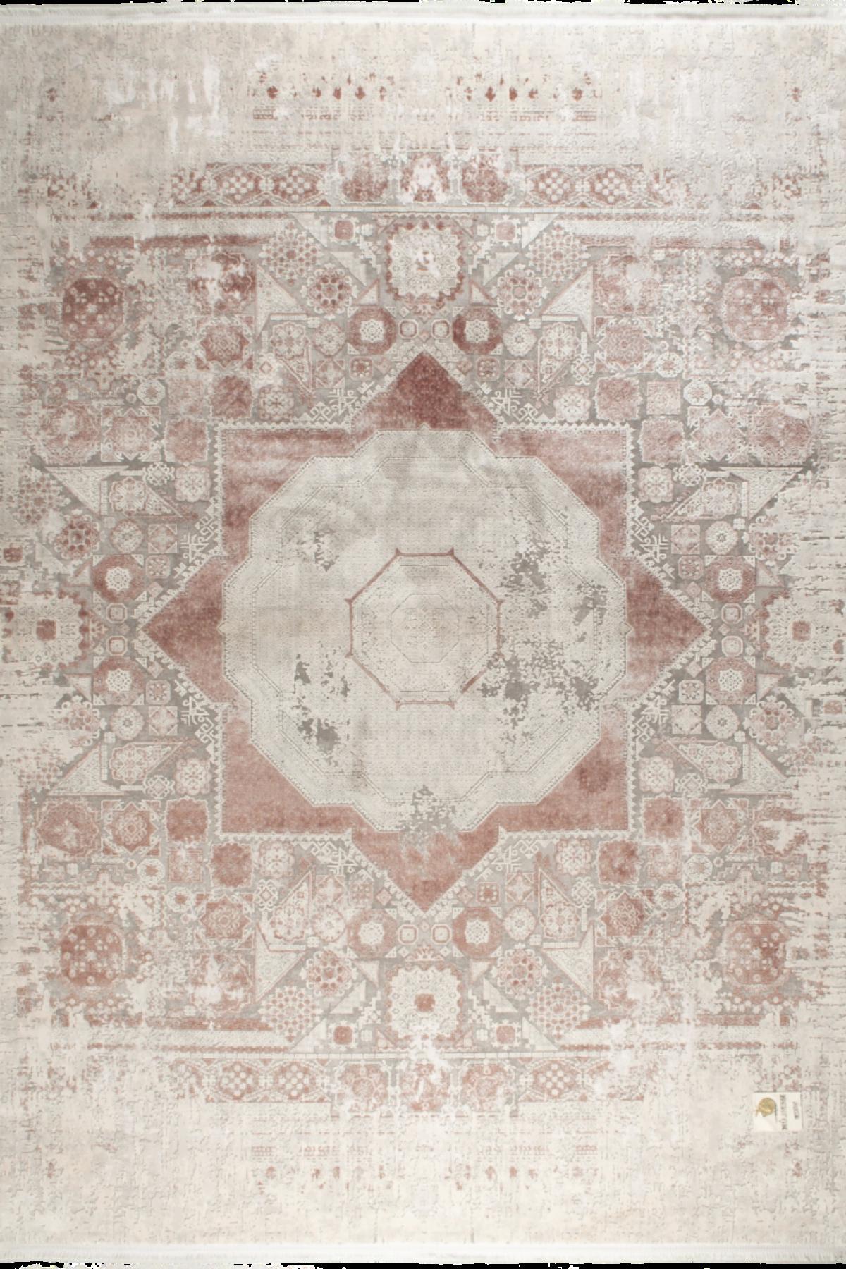 Tuğra Halı Memluk 1464 Krem 7 mm Akrilik Yıkanabilir İnce Dikdörtgen Makine Dokuma Antre-Oturma Odası-Salon-Yatak Odası Halısı 120x180 cm