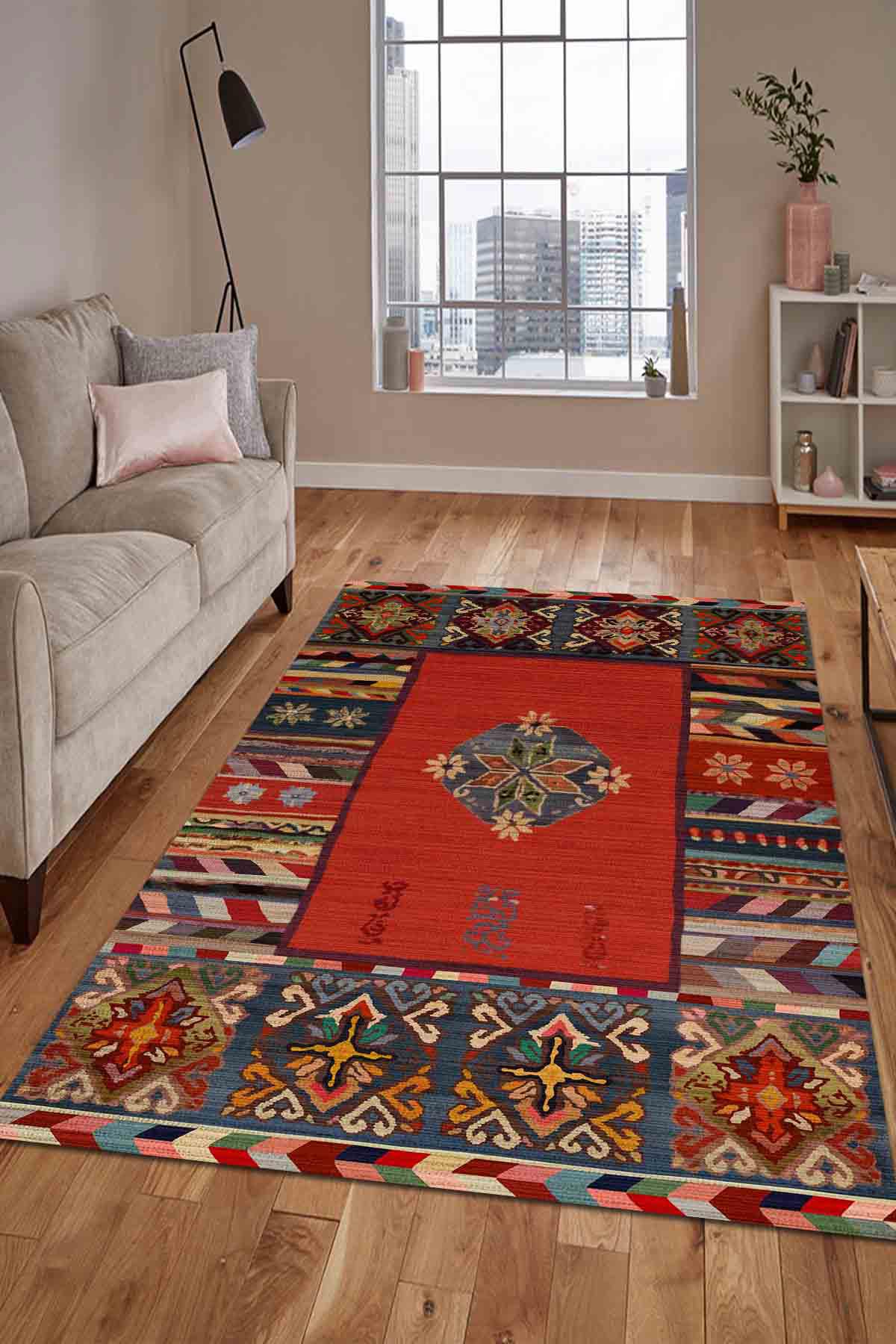 Latte Dizayn Peşte Krem 0.5 mm Pamuk Antibakteriyel Yıkanabilir İnce Kaymaz Pamuk Taban Dikdörtgen Makine Dokuma Salon Halısı 100x250 cm