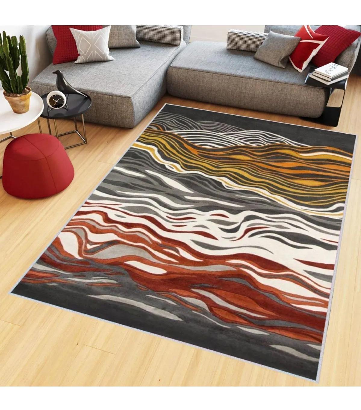Rovigo Home RVG0431 Gri 8 mm Polyester Antibakteriyel-Leke Tutmaz-Toz Tutmaz Yıkanabilir İnce Kaymaz Dot Taban Dikdörtgen Makine Dokuma Salon Halısı 100x400 cm