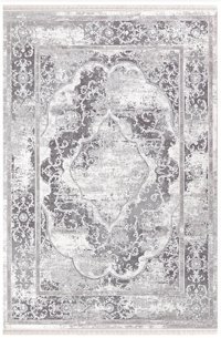 Dinarsu Arora 31889 Gri 10 mm Akrilik Yıkanabilir Kalın Kaymaz Pamuk Taban Dikdörtgen Makine Dokuma Salon Halısı 160x235 cm