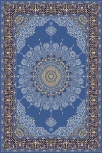Tuğra Halı Sümer SM17 Mavi 5 mm Polyester Yıkanabilir İnce Dikdörtgen Makine Dokuma Salon Halısı 160x230 cm