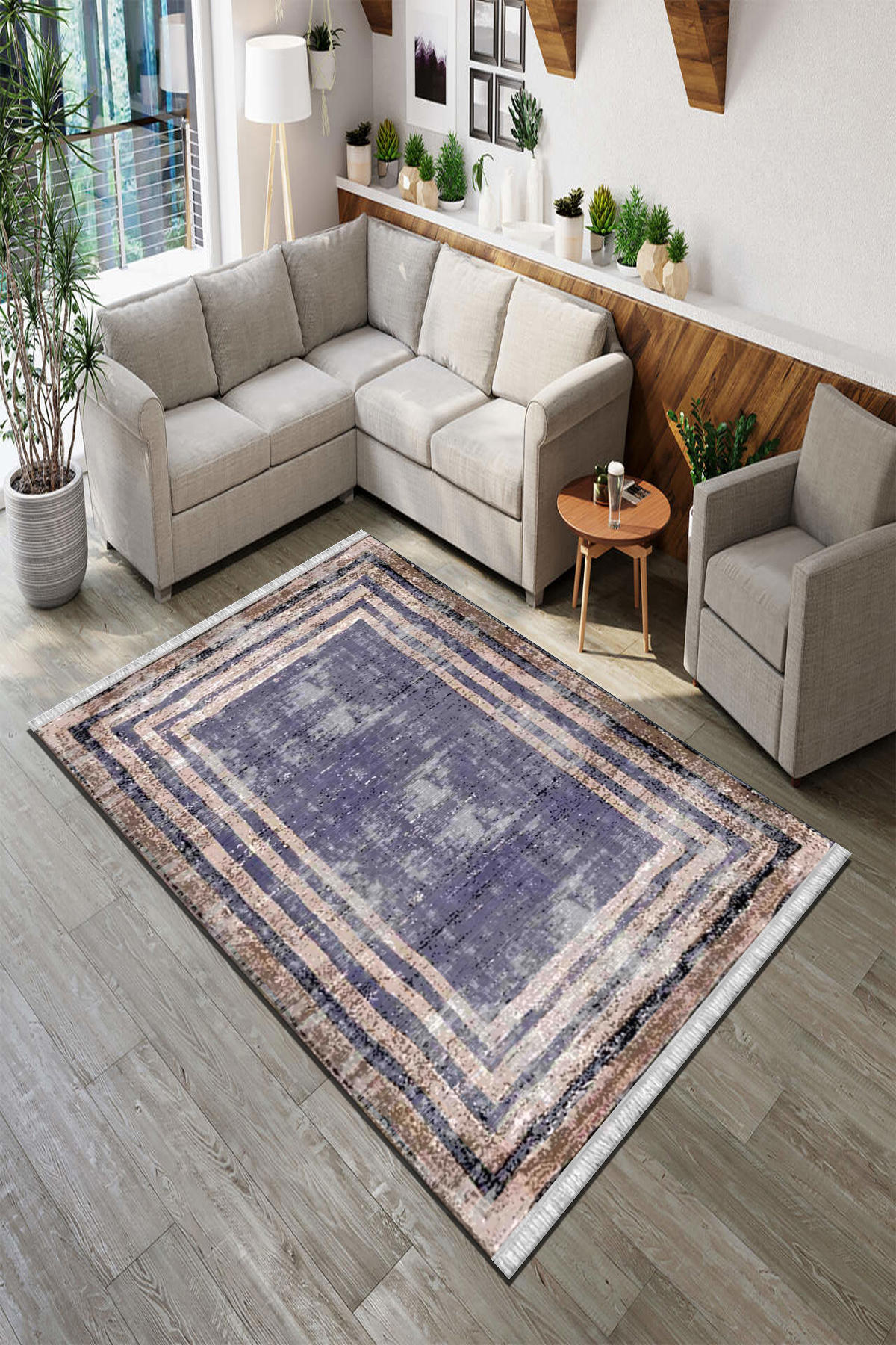 Roslyn Home Çok Renkli 6 mm Polyester Toz Tutmaz Yıkanabilir İnce Kaymaz Dot Taban Dikdörtgen Makine Dokuma Salon Halısı 80x500 cm
