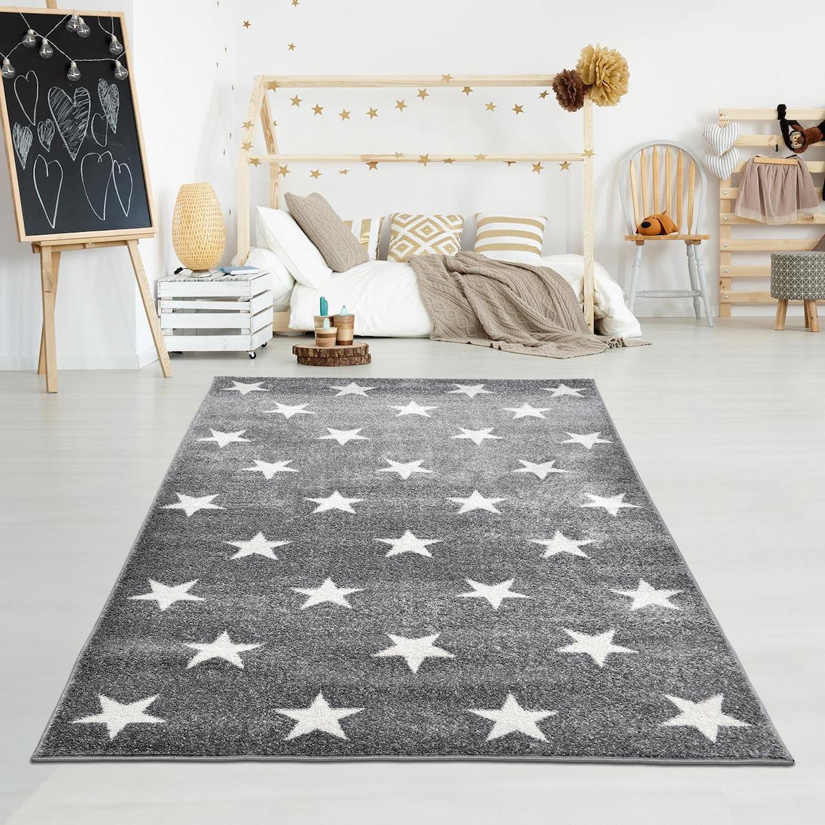 Giza Home 4355A-DE58 Gri 16 mm Polipropilen Yıkanabilir Kaymaz Taban Dikdörtgen Makine Dokuma Çocuk Odası Halısı 160x235 cm