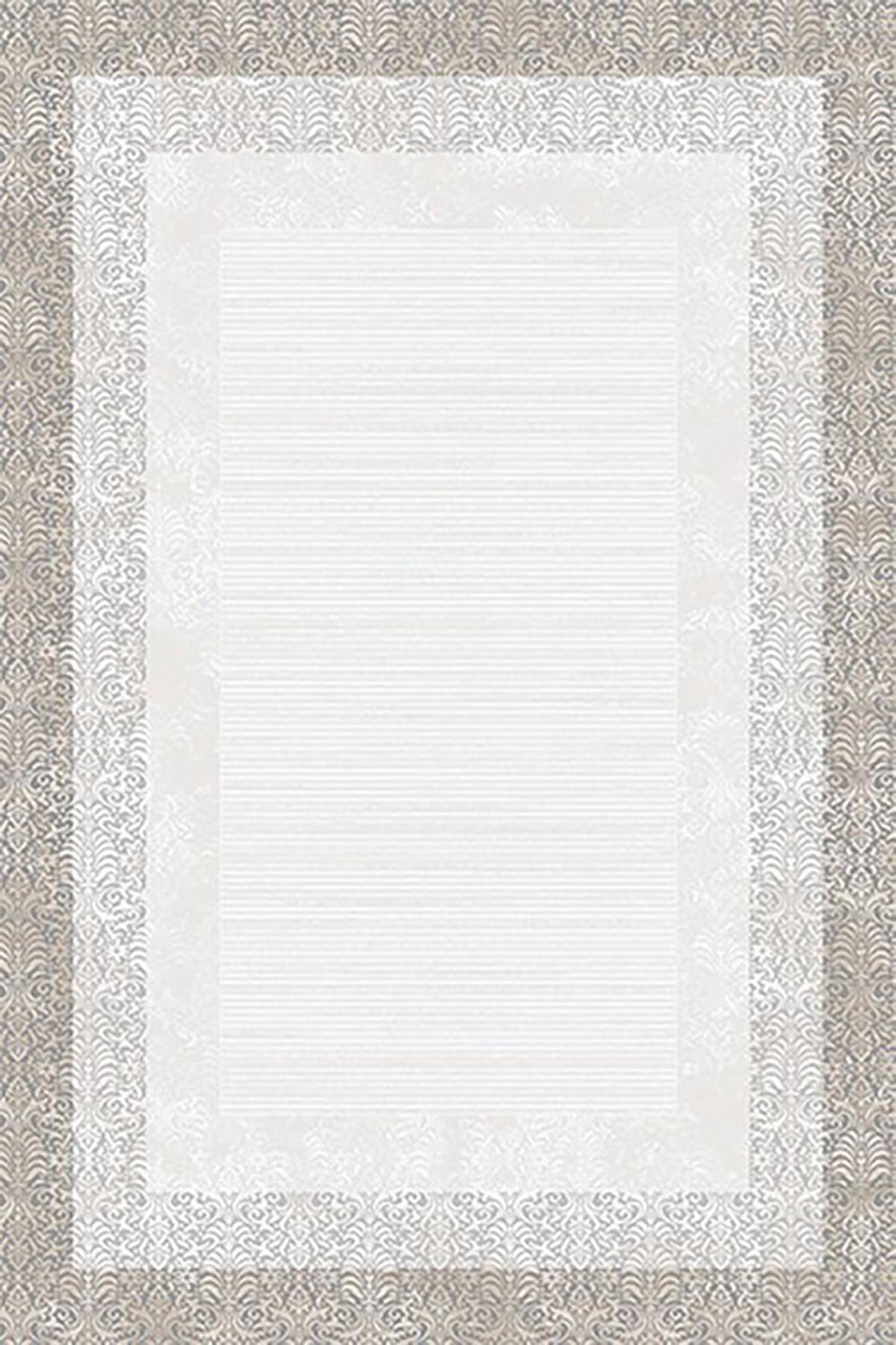 Kreasyon Halı Vavien 1435 Krem Yıkanabilir Kalın Pamuk Taban Dikdörtgen Makine Dokuma Salon Halısı 150x233 cm