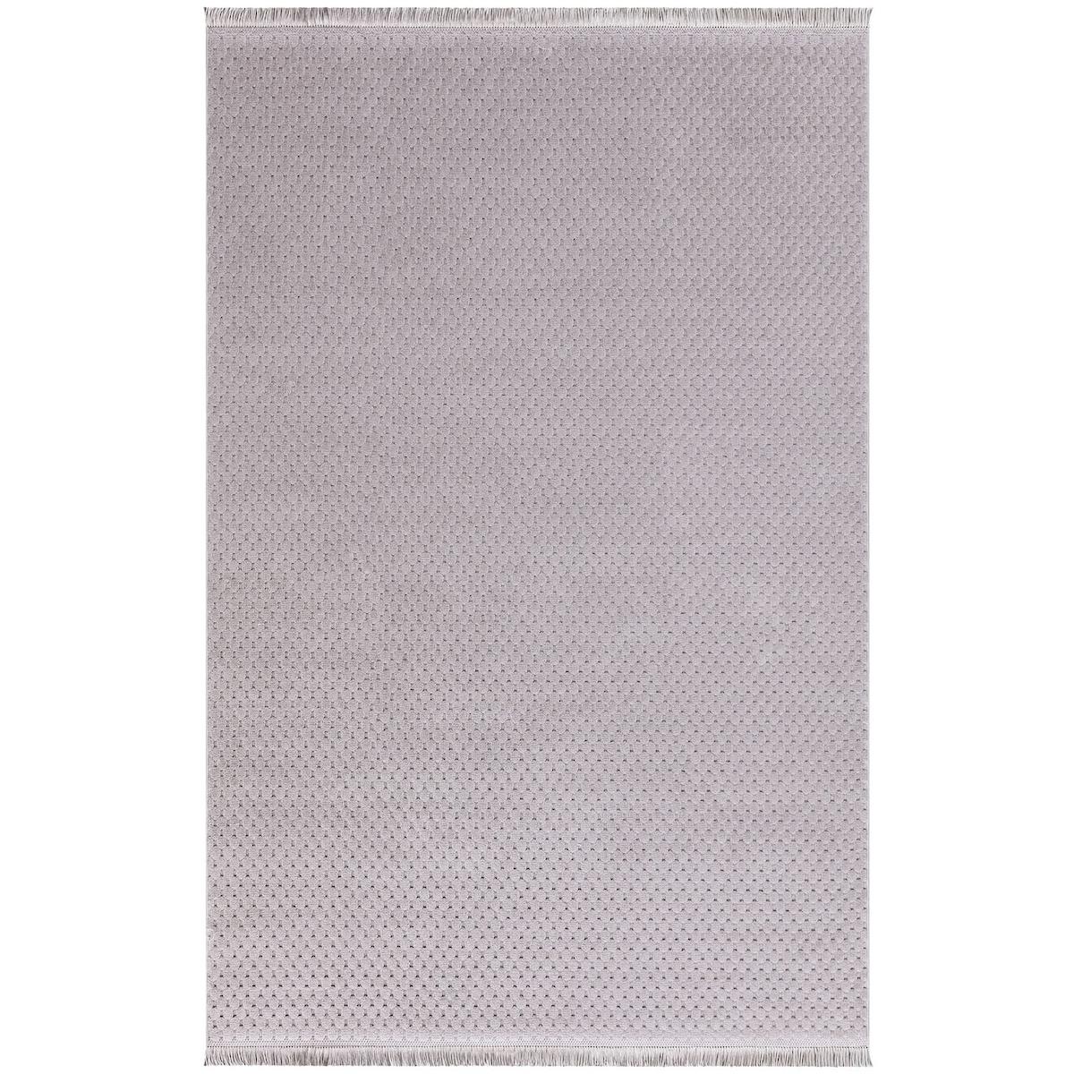 İpek Mekik Halı Duru Risby 1860 Gri 10 mm Polyester Yıkanabilir Orta Kaymaz Dikdörtgen Makine Dokuma Antre-Çocuk Odası-Salon-Yatak Odası Halısı 180x180 cm