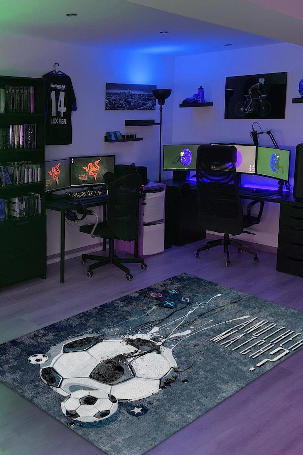 Homshtag Bir Maç Daha Krem 4 mm Pamuk Antistatik Yıkanabilir İnce Kaymaz Dikdörtgen Makine Dokuma Genç Odası Halısı 100x300 cm