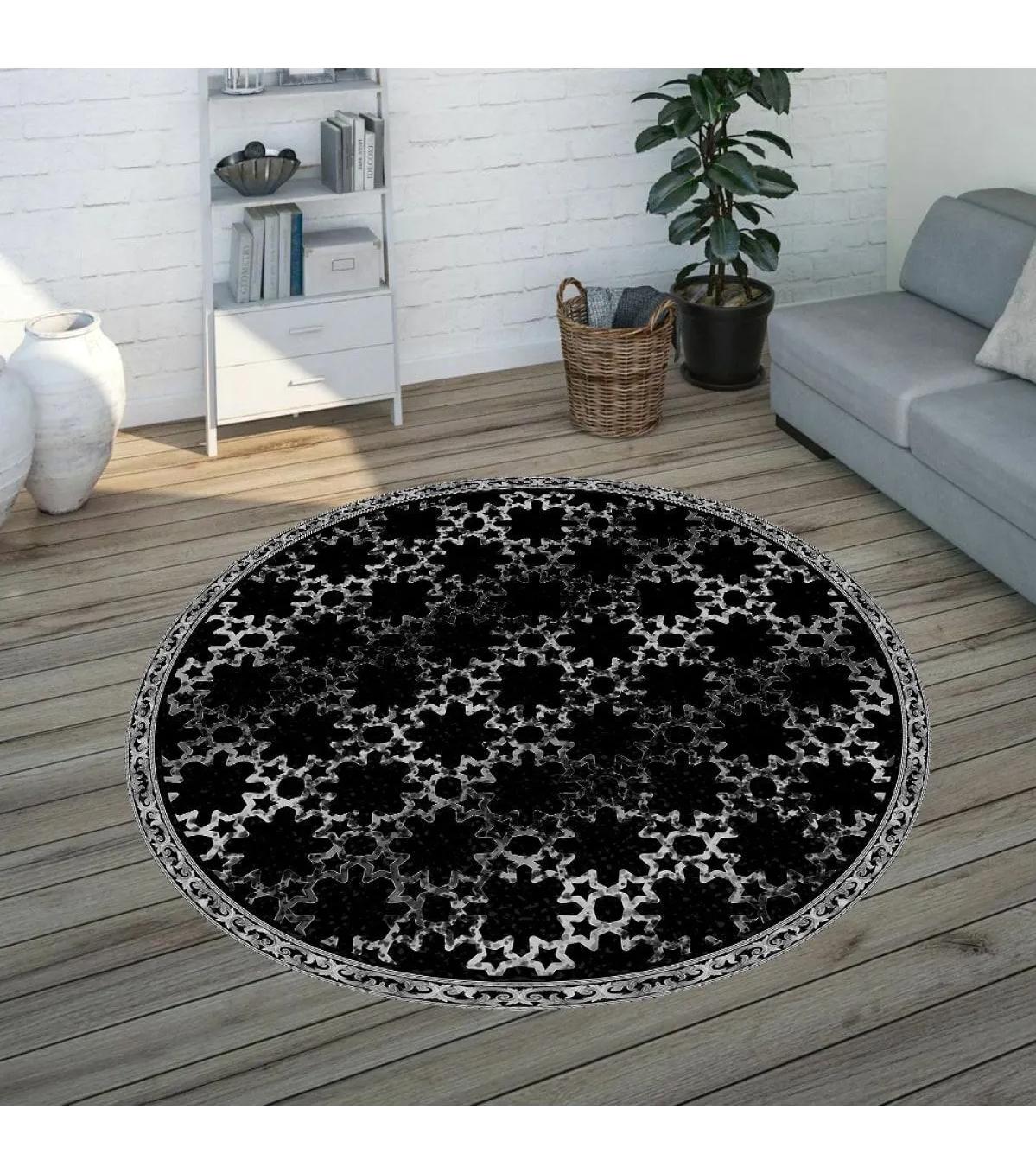 Rovigo Home RVG7313-SD1113 Çok Renkli 8 mm Polyester Antibakteriyel-Leke Tutmaz-Toz Tutmaz Yıkanabilir İnce Kaymaz Dot Taban Yuvarlak Makine Dokuma Salon Halısı 180x280 cm