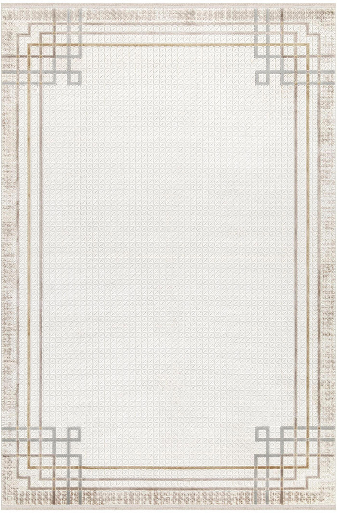 İpek Home Allures 12234 Bej-Kahverengi 8 mm Akrilik Yalıtıma Yardımcı Yıkanabilir Orta Kaymaz Pamuk Taban Dikdörtgen Makine Dokuma Salon Halısı 80x150 cm