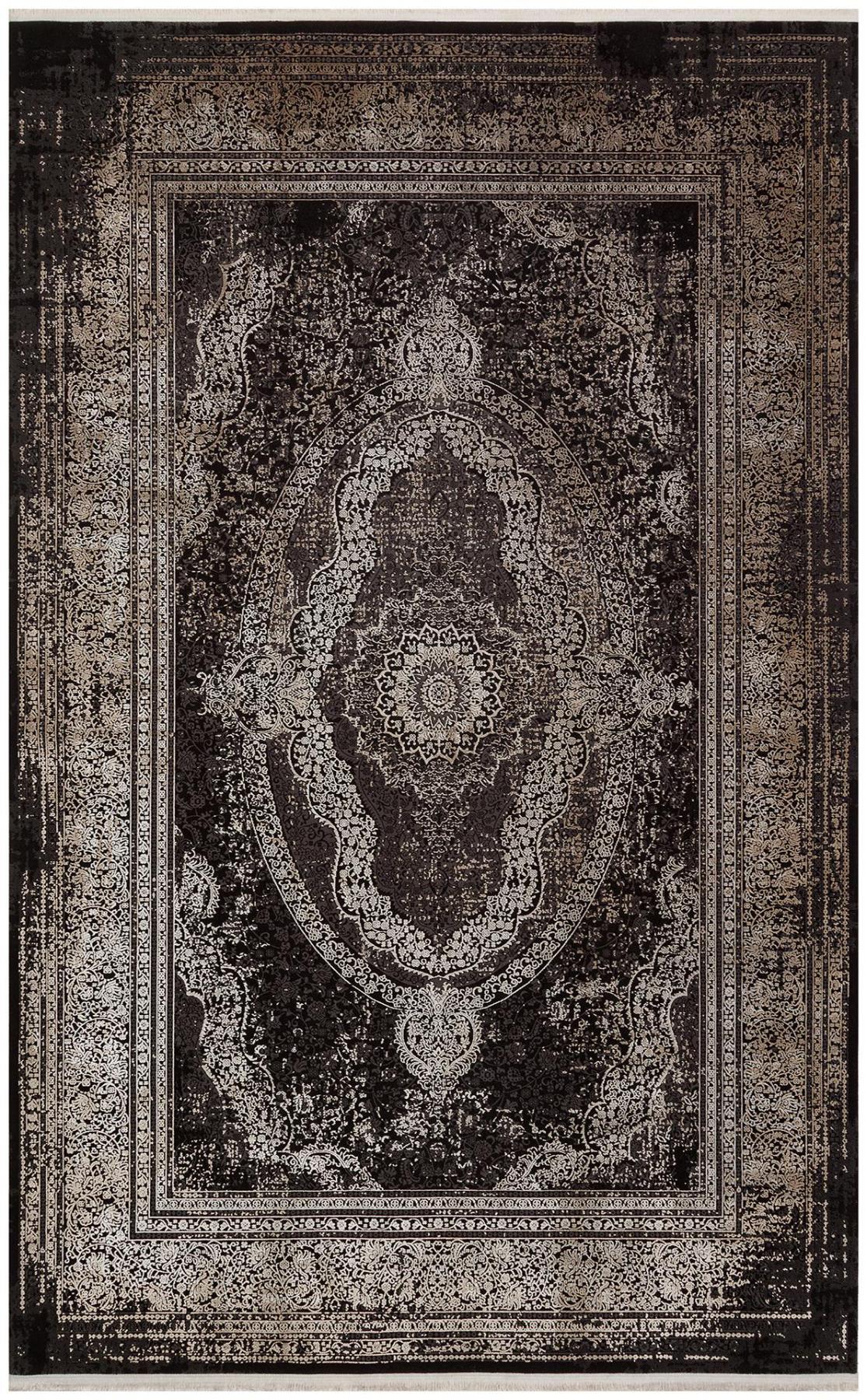 Eko Halı Anatolia ANT01 Siyah 5 mm Akrilik Silinebilir Yıkanabilir İnce Kaymaz Dikdörtgen Makine Dokuma Salon Halısı 100x200 cm