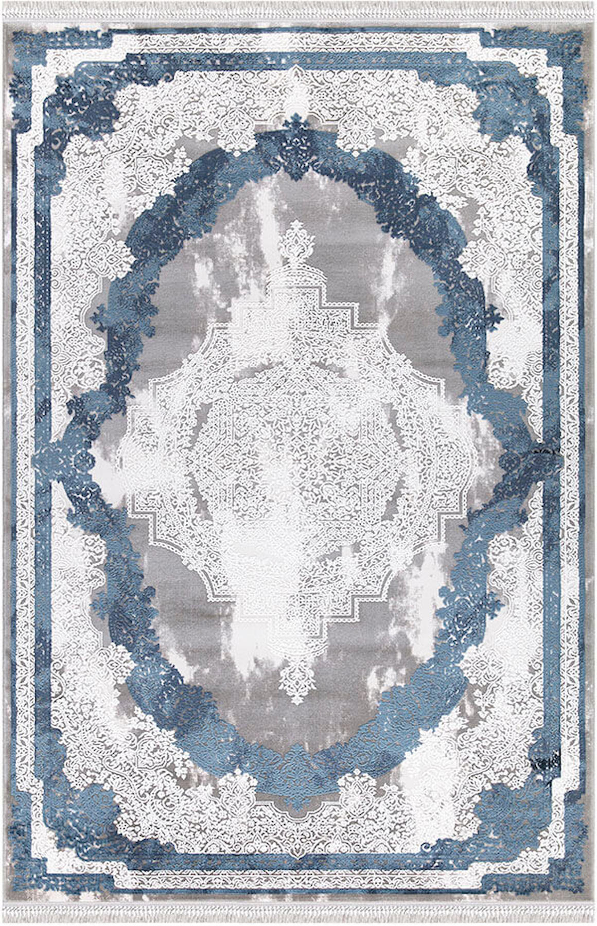 İpek Home Blossom 13614 Gri-Mavi 10 mm Bambu Toz Tutmaz Yıkanabilir Orta Kaymaz Pamuk Taban Dikdörtgen Makine Dokuma Antre-Çocuk Odası-Salon-Yatak Odası Halısı 80x150 cm