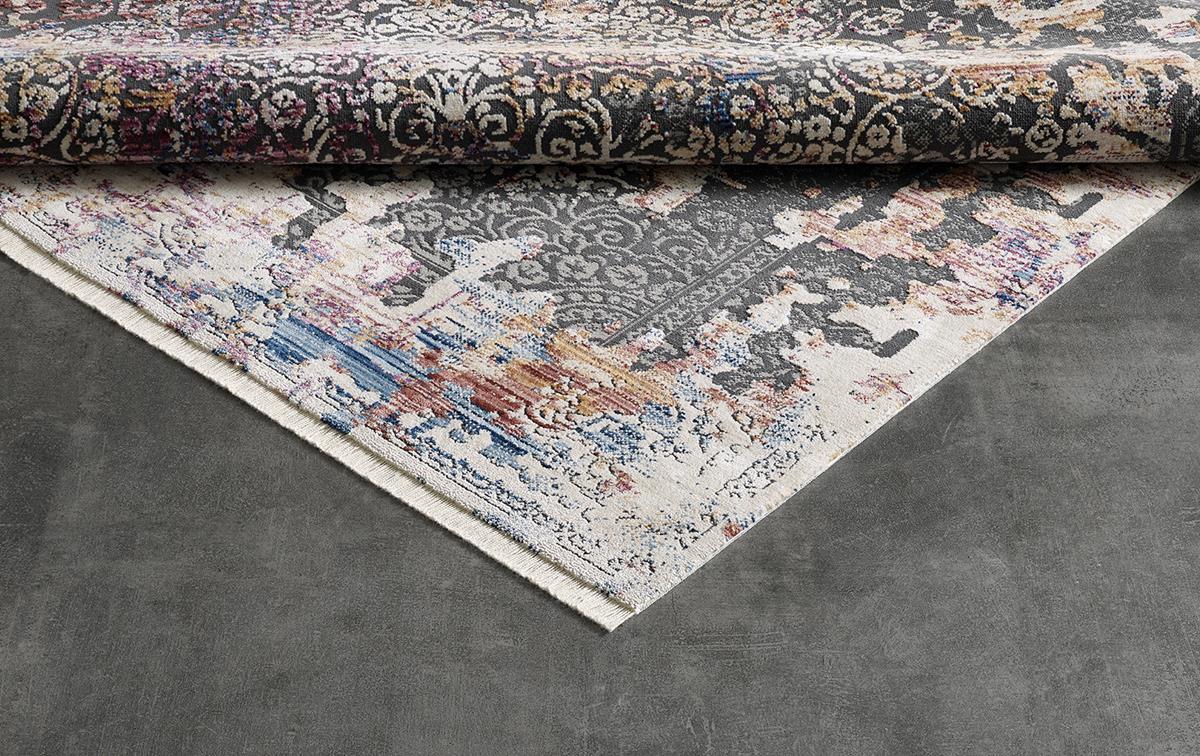 Gümüşsuyu Risus 11286 Çok Renkli 5 mm Polyester Antibakteriyel Yıkanabilir İnce Kaymaz Lateks Taban Dikdörtgen Makine Dokuma Salon Halısı 100x200 cm