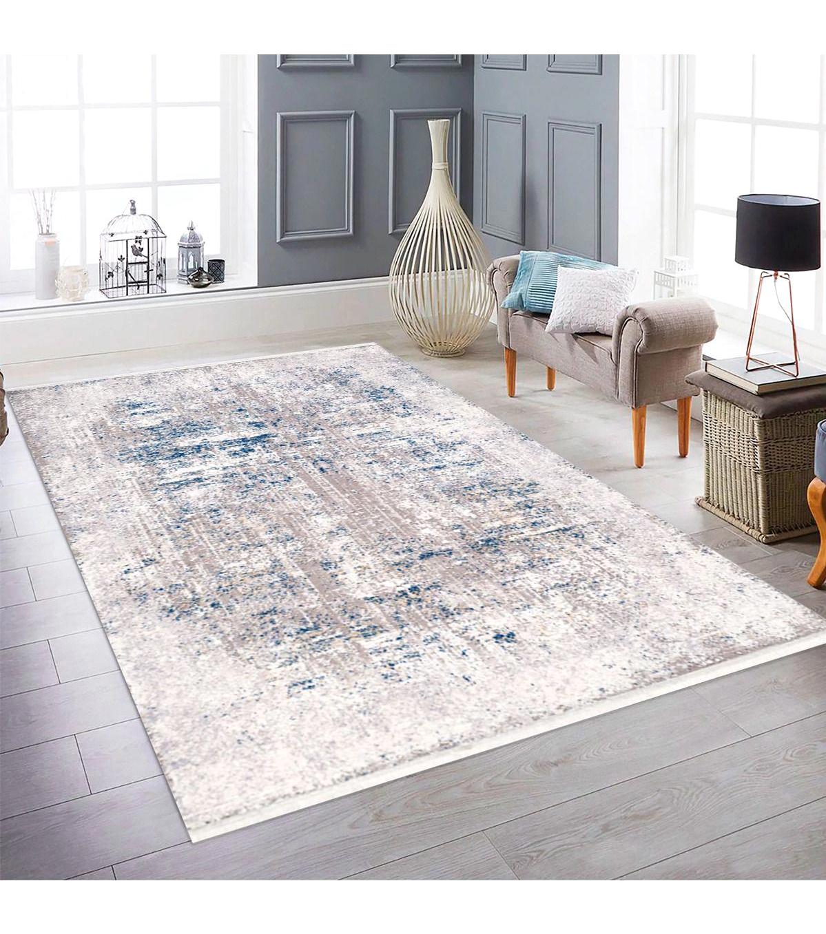 Royal Halı Beyrut Çok Renkli 7 mm Viskon Antibakteriyel Yıkanabilir Kalın Kaymaz Lateks Taban Dikdörtgen Makine Dokuma Salon Halısı 80x150 cm