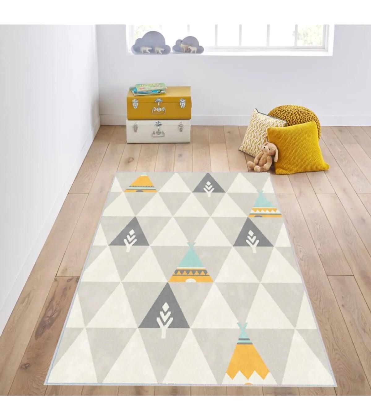 Rovigo Home RVG1049 Çok Renkli 8 mm Polyester Leke Tutmaz-Toz Tutmaz Yıkanabilir İnce Kaymaz Dot Taban Dikdörtgen Makine Dokuma Salon Halısı 80x400 cm