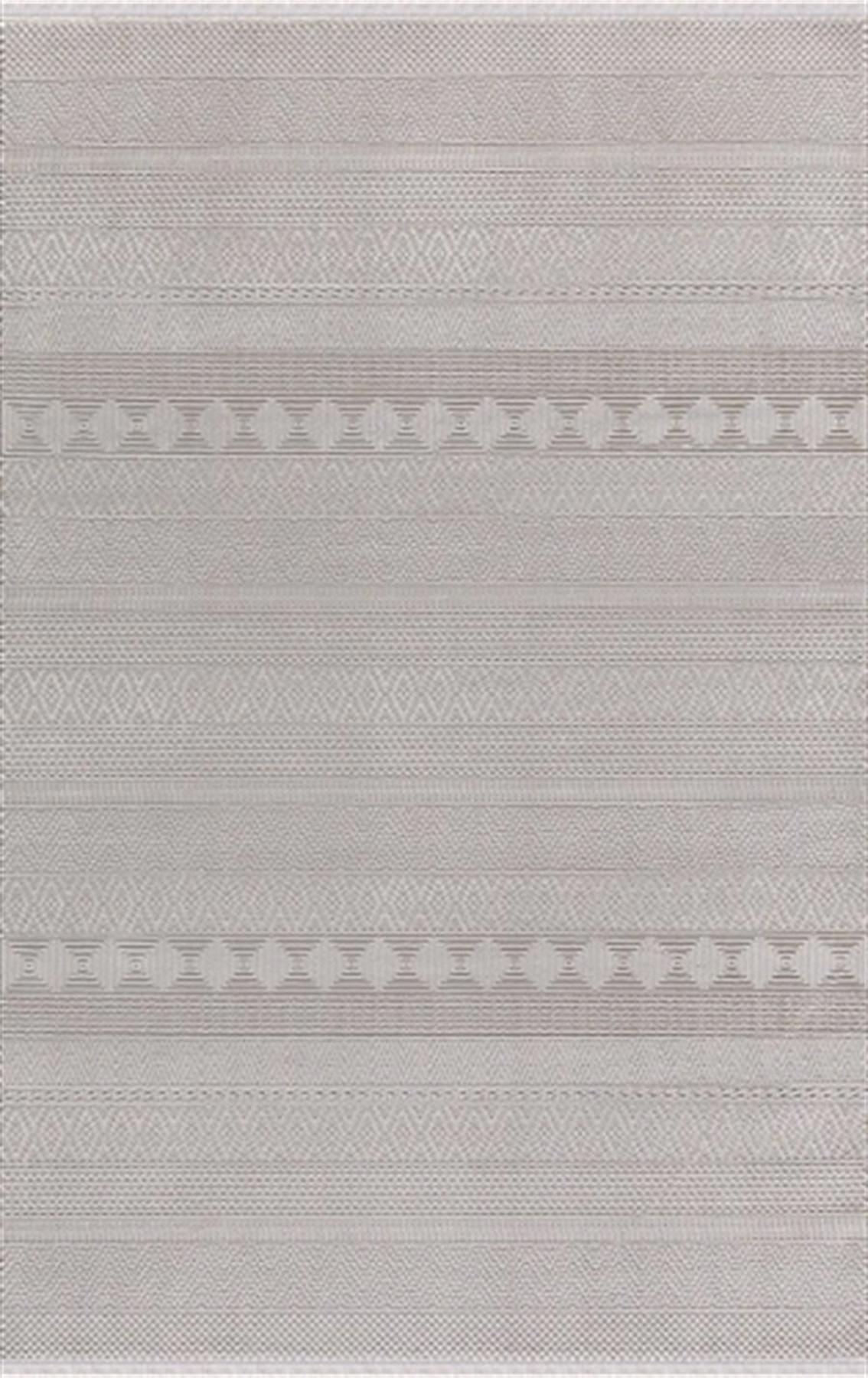 Merinos Recycle 38422 Bej 12 mm Akrilik Toz Tutmaz Yıkanabilir Kalın Kaymaz Dikdörtgen Makine Dokuma Salon Halısı 100x150 cm