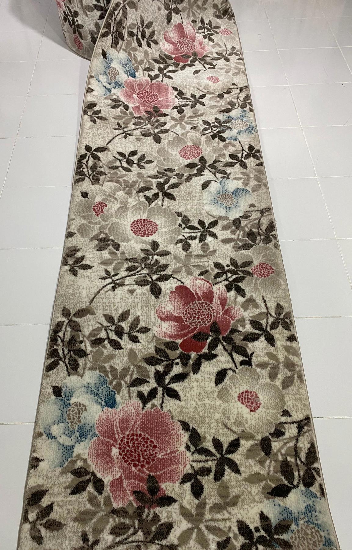 Dinarsu Kesme HY100050 Krem 10 mm Akrilik Silinebilir Yıkanabilir Orta Çiçek Desenli Dikdörtgen Makine Dokuma Oturma Odası-Salon Halısı 200x290 cm