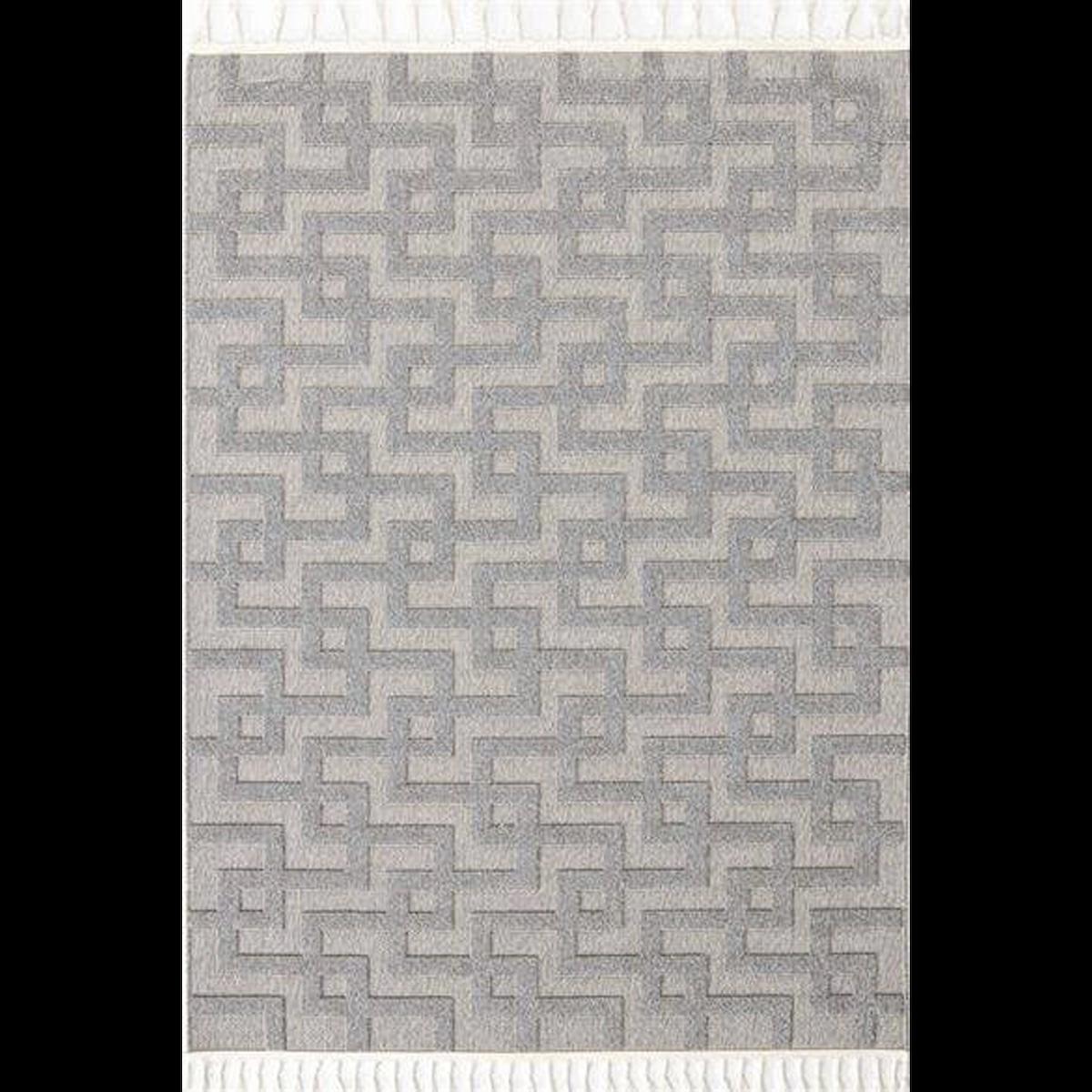 Hoom Rugs Togo 7509 Gri 3 mm Polipropilen Antialerjenik İnce Kaymaz Jüt Taban Dikdörtgen Makine Dokuma Salon Halısı 100x200 cm