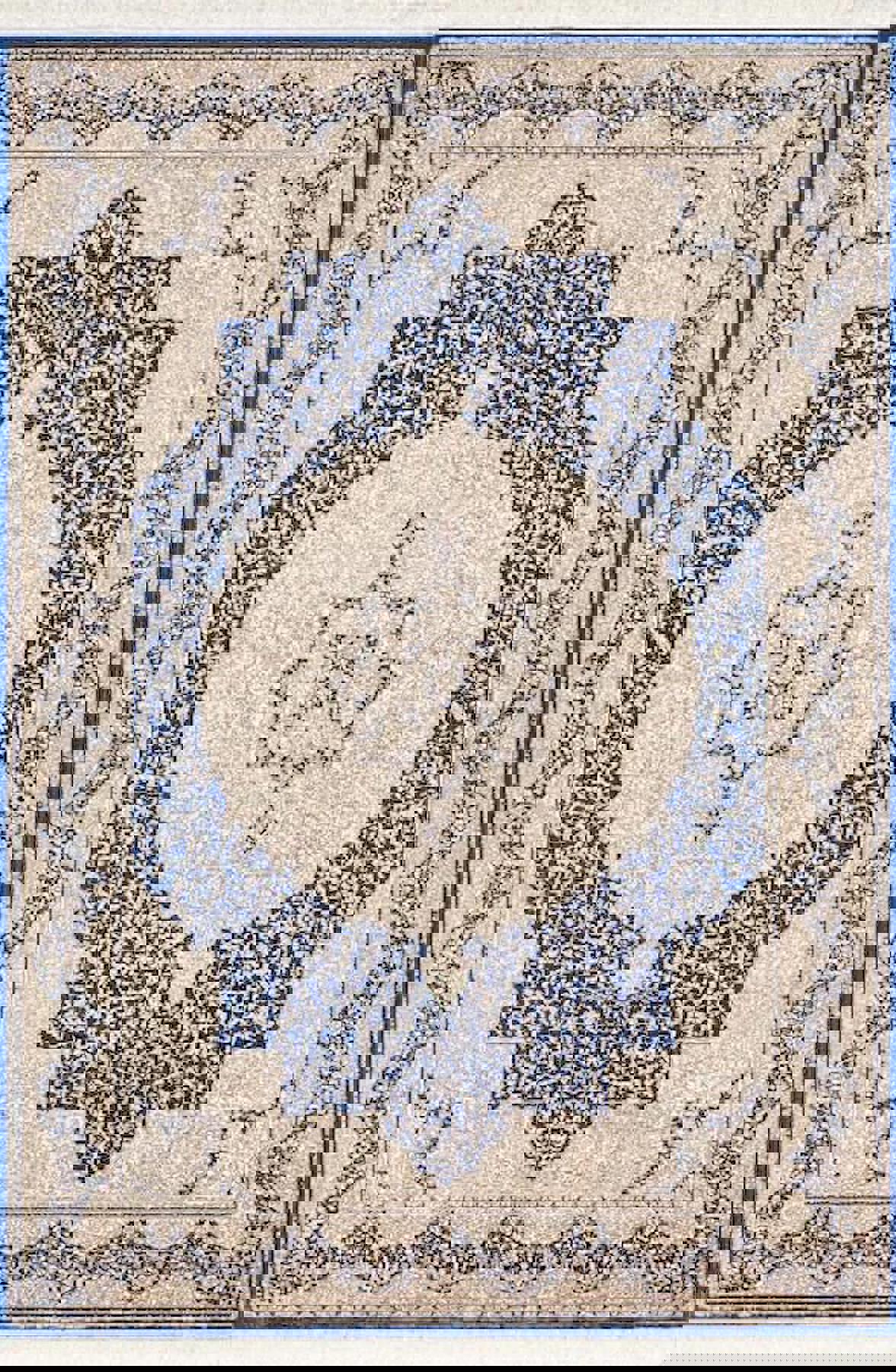 Pierre Cardin Persia YZ06A Bej - Mavi 0.8 mm Akrilik Yumuşak Yıkanabilir İnce Kaymaz Dikdörtgen Makine Dokuma Salon Halısı 100x150 cm