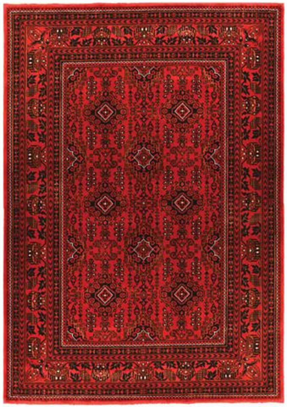 Çam Halı 902 Kırmızı 14 mm Yün Yıkanabilir Kalın Dikdörtgen El Dokuması Salon Halısı 160x230 cm