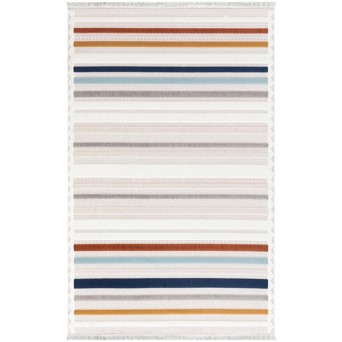 İpek Mekik Halı Duru Risby 1804 Krem 10 mm Polyester Yıkanabilir Orta Kaymaz Dikdörtgen Makine Dokuma Antre-Çocuk Odası-Salon-Yatak Odası Halısı 80x150 cm