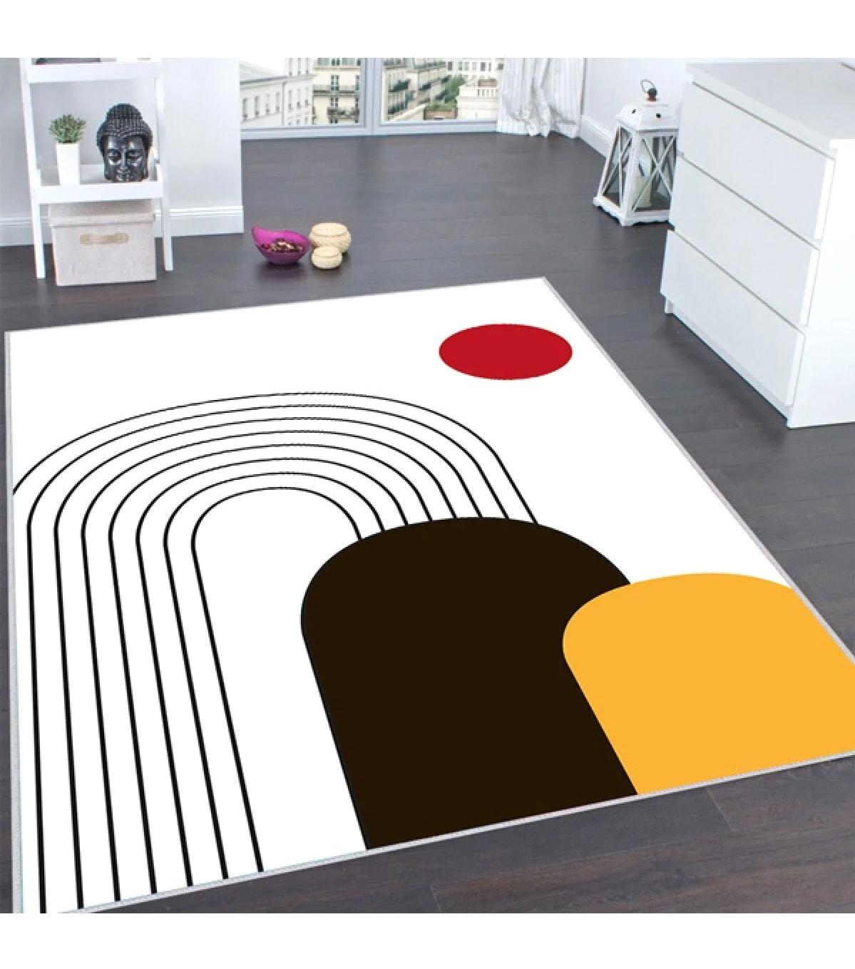 Rovigo Home RVG0127-SD934 Krem 8 mm Polyester Yıkanabilir Orta Kaymaz Dot Taban Dikdörtgen Makine Dokuma Salon Halısı 160x230 cm