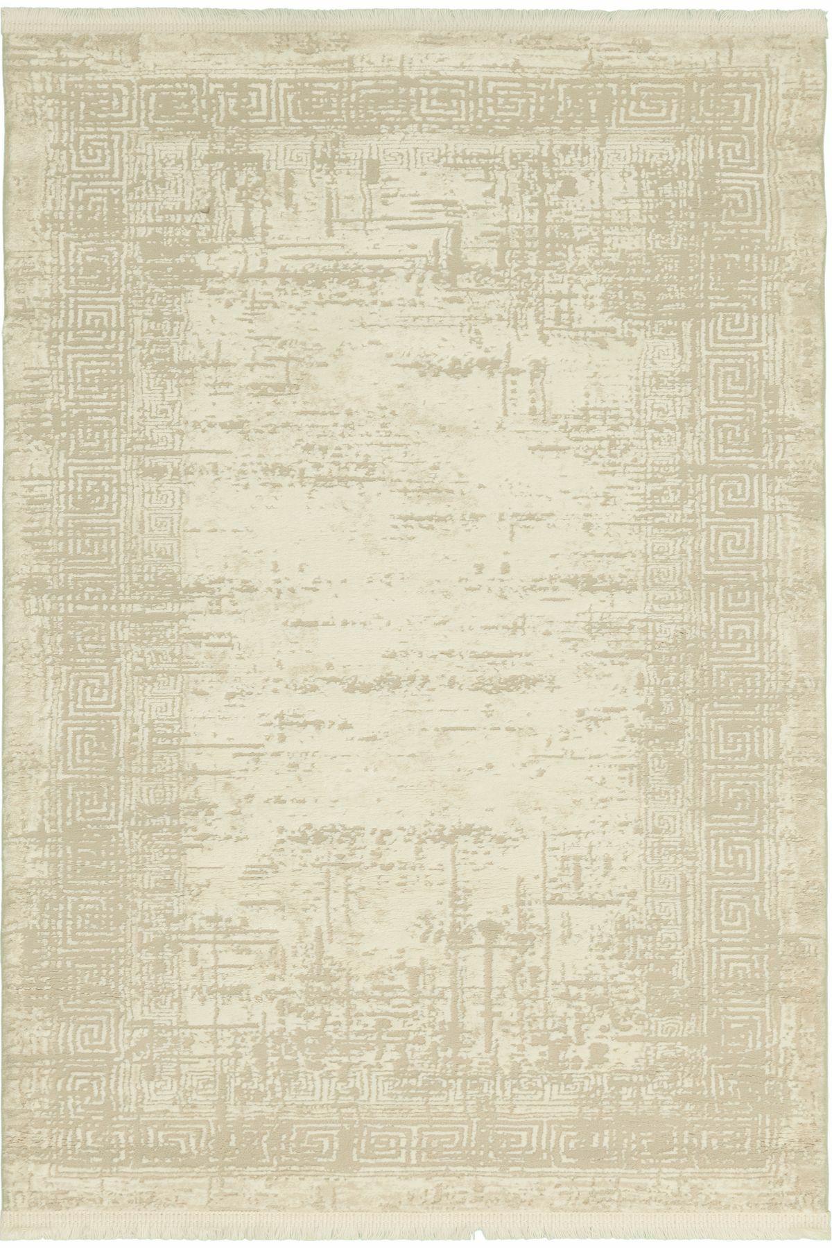 Tuğra Halı Rixos Ivona IV01 Krem 7 mm Polyester Yıkanabilir Kalın Kaymaz Taban Dikdörtgen Makine Dokuma Salon Halısı 250x350 cm