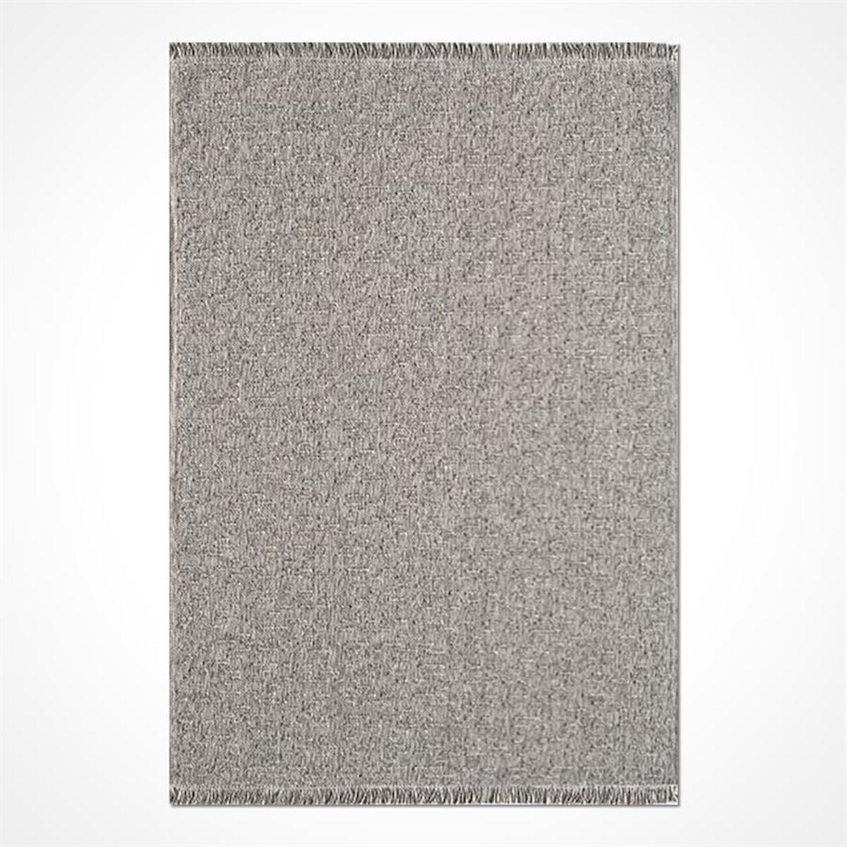 Kreasyon Halı Bravvo BR005 Gri 4 mm Polipropilen Yıkanabilir İnce Kaymaz Pamuk Taban Dikdörtgen Makine Dokuma Salon Halısı 160x235 cm