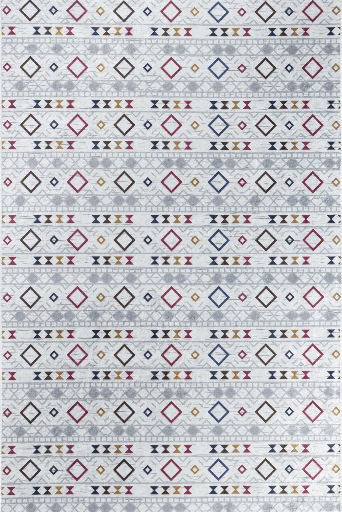Wide Shop Gri 8 mm Polyester Yıkanabilir Kaymaz Taban Dikdörtgen Makine Dokuma Halı 100x150 cm