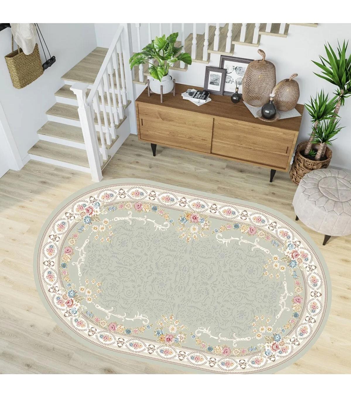 Rovigo Home RVG7266-HK173 Çok Renkli 8 mm Polyester Yıkanabilir Orta Kaymaz Dot Taban Dikdörtgen Makine Dokuma Salon Halısı 100x200 cm