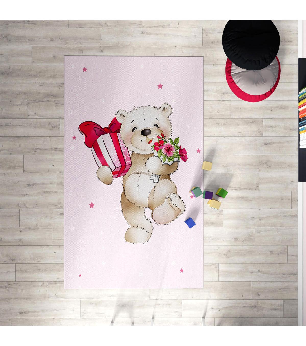 Chiron Baby Ceritti CRTT054 Çok Renkli 5 mm Pamuk-Polyester Antialerjenik Yıkanabilir İnce Kaymaz Taban Figürlü Dikdörtgen Makine Dokuma Çocuk Odası Halısı 160x230 cm
