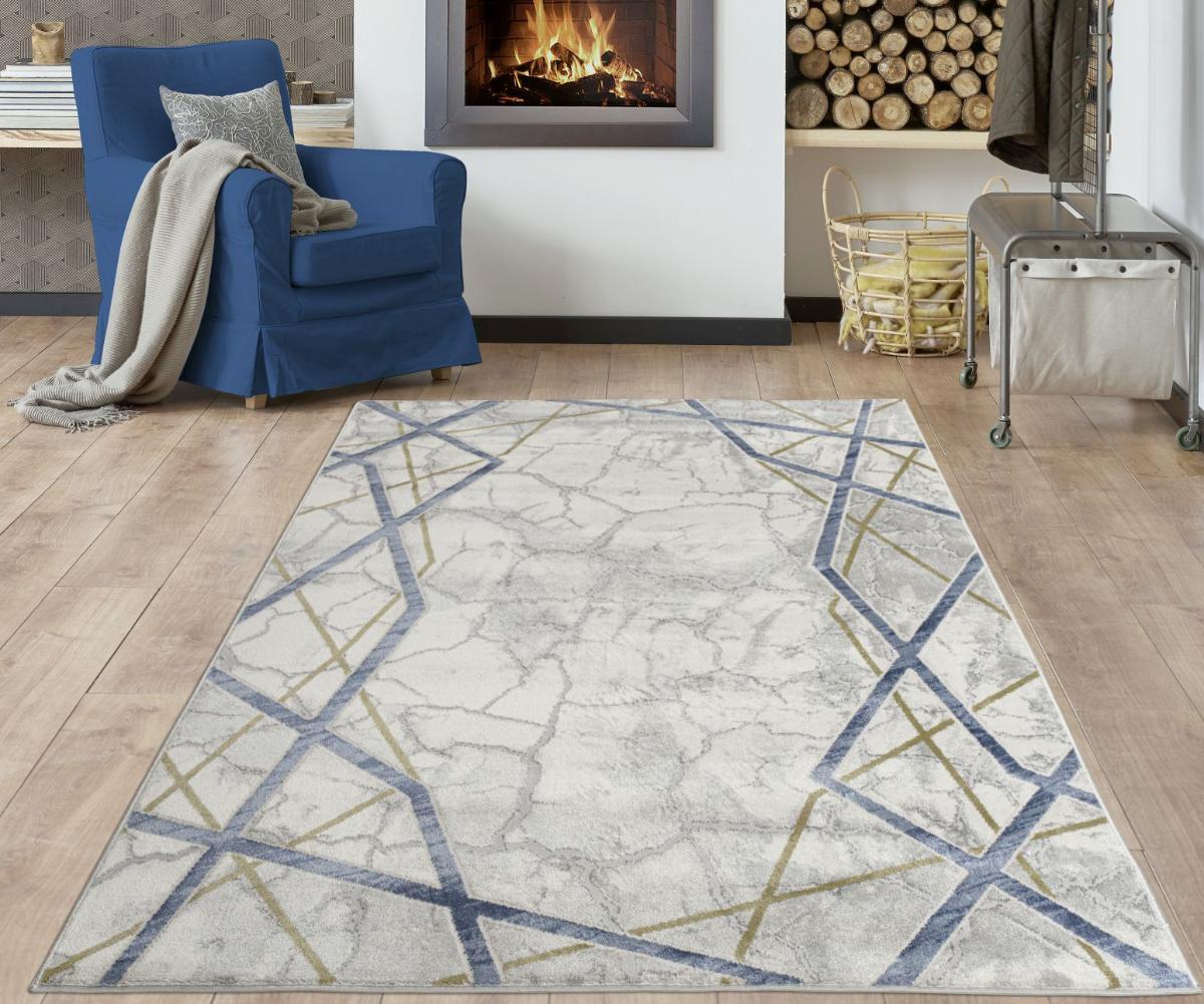 Home Dream CRS004 Mavi 9 mm Polyester Yumuşak Yıkanabilir Orta Kaymaz Dikdörtgen Makine Dokuma Salon Halısı 180x180 cm
