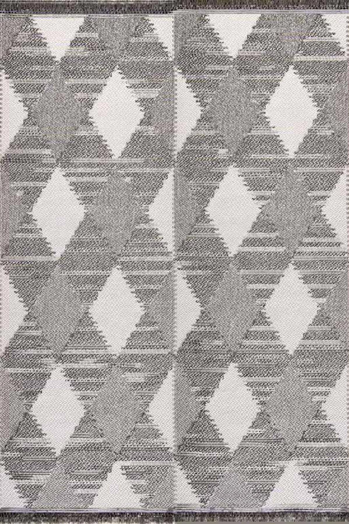 Enti Halı Vega 1458 Gri 7 mm Polyester Yıkanabilir Orta Dikdörtgen Makine Dokuma Salon Halısı 120x180 cm