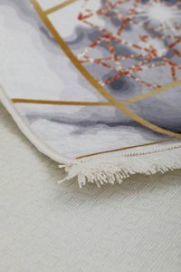 Dijidekor Altın 7 mm Polipropilen Yıkanabilir Orta Kaymaz Dot Taban Dikdörtgen Makine Dokuma Salon Halısı 130x190 cm