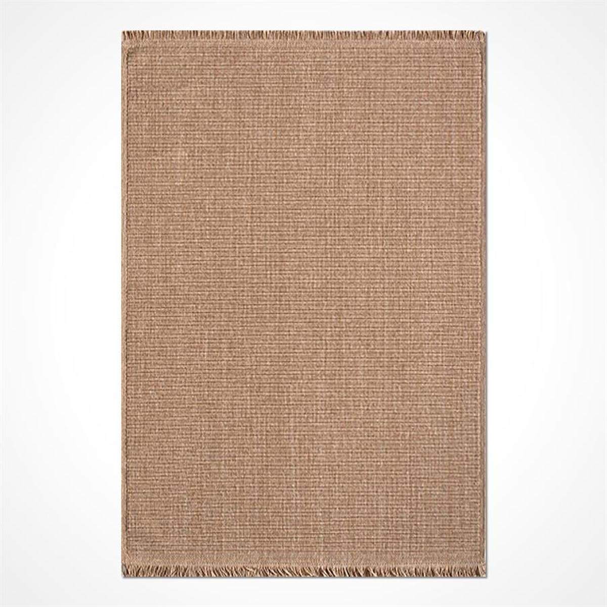 Kreasyon Halı Bravvo BR001 Bej 4 mm Polipropilen Yıkanabilir İnce Kaymaz Pamuk Taban Dikdörtgen Makine Dokuma Salon Halısı 120x160 cm