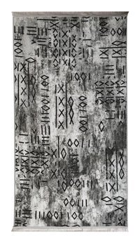 Dijidekor Deluxe Gri 7 mm Polyester Antibakteriyel Yıkanabilir Orta Kaymaz Dot Taban Dikdörtgen Makine Dokuma Salon Halısı 100x300 cm