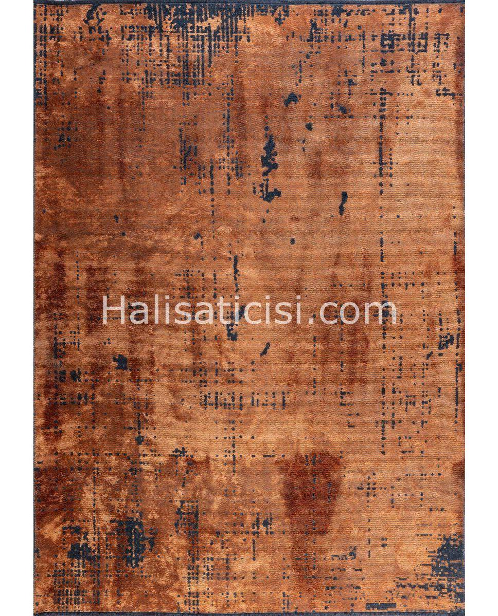 Gümüşsuyu Deco Milano 12254 Bakır 6 mm Akrilik-Polyester-Viskon Toz Tutmaz Yıkanabilir İnce Kaymaz Taban Dikdörtgen Makine Dokuma Salon Halısı 160x230 cm