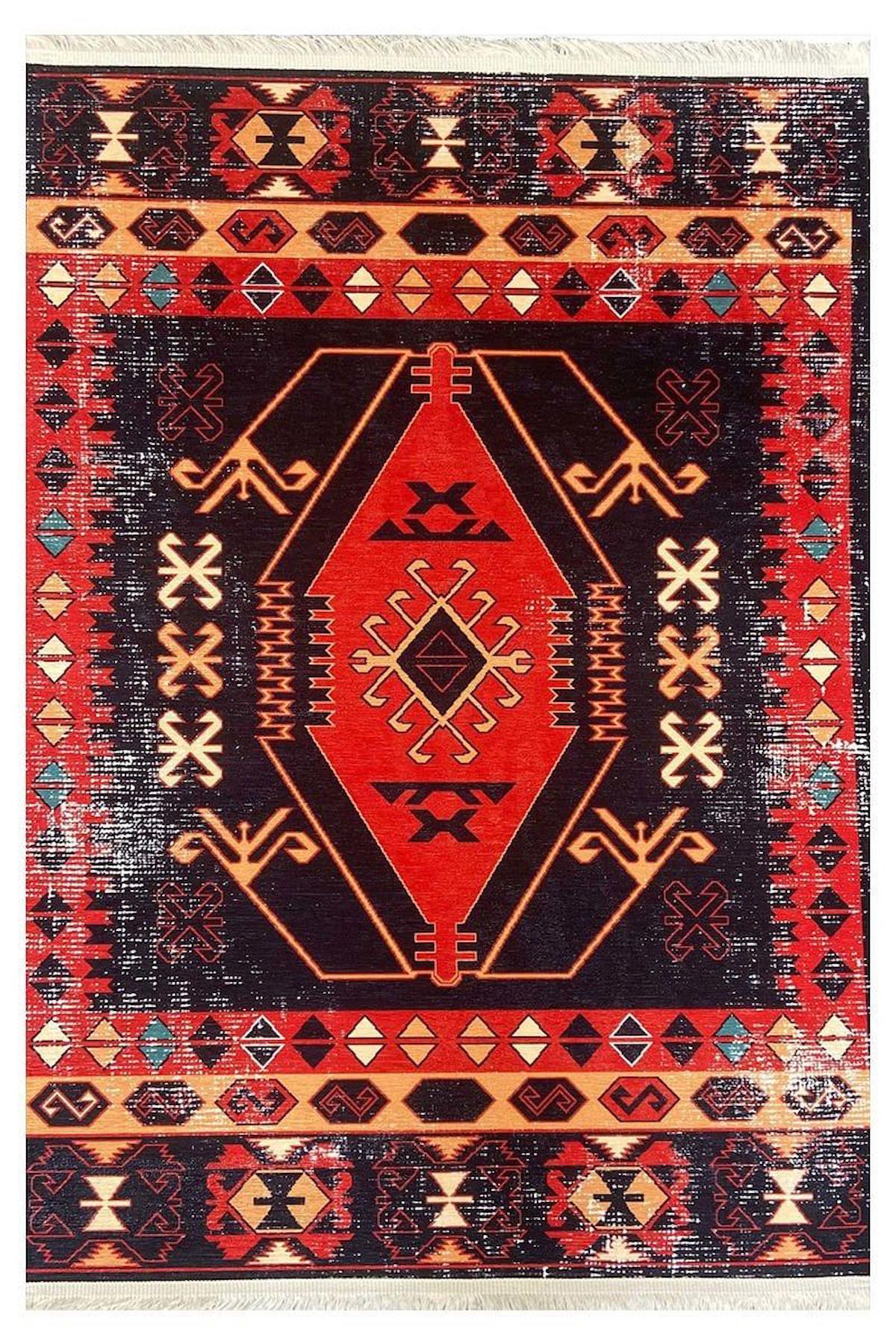 Prizma Home V6513 Çok Renkli Pamuk Toz Tutmaz Yıkanabilir Orta Dikdörtgen Makine Dokuma Oturma Odası-Salon Halısı 160x230 cm
