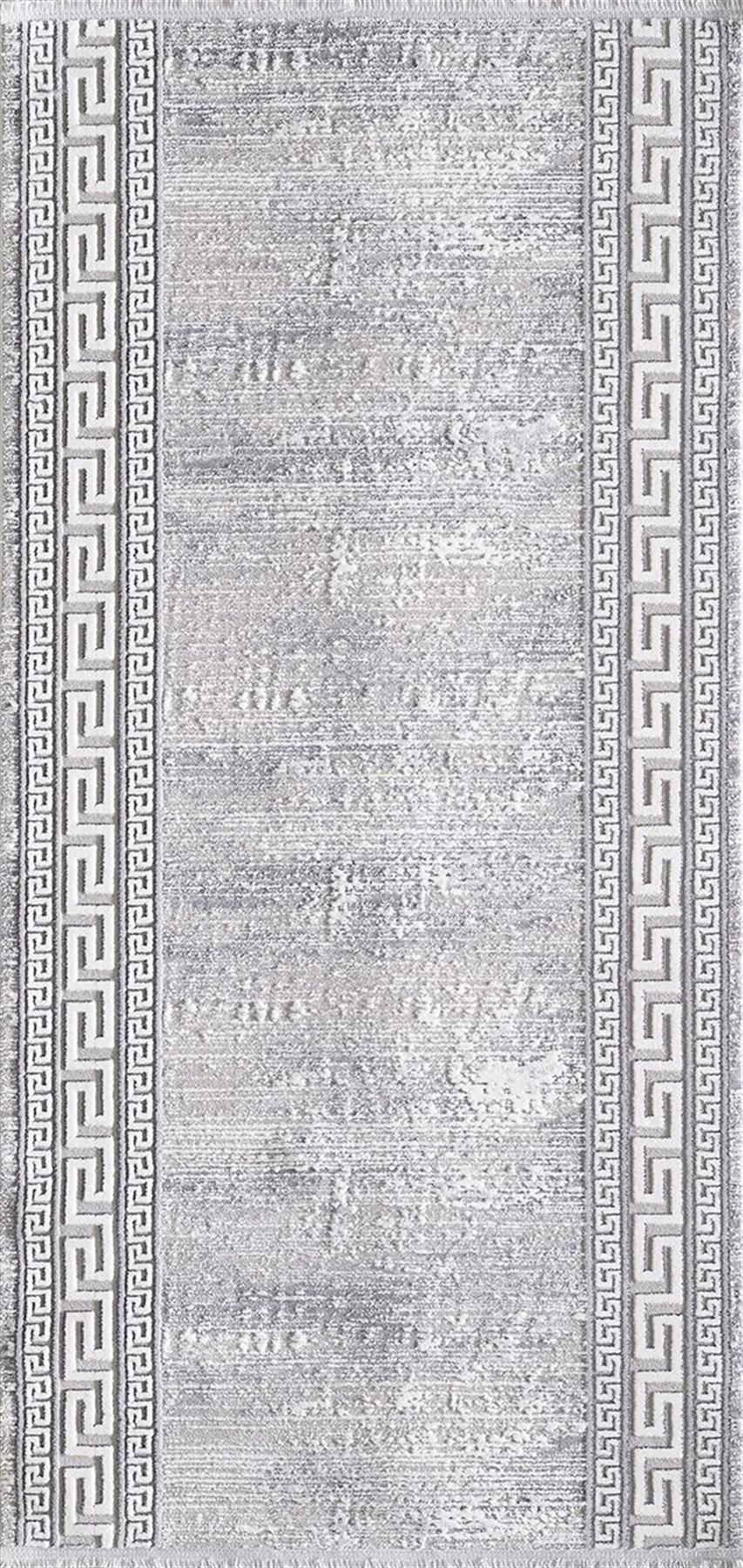 Artemis Halı Samoa 6433A Gri 10 mm Akrilik Yıkanabilir İnce Kaymaz Jüt Taban Dikdörtgen Makine Dokuma Salon Halısı 120x350 cm