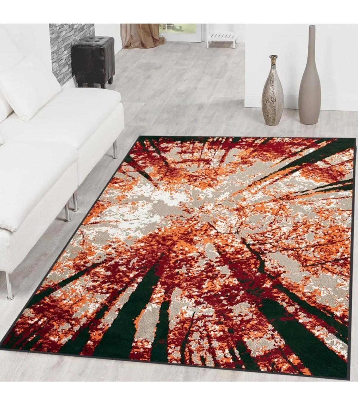 Rovigo Home RVG1402 Çok Renkli 8 mm Polyester Antibakteriyel-Leke Tutmaz-Toz Tutmaz Yıkanabilir İnce Kaymaz Dot Taban Dikdörtgen Makine Dokuma Salon Halısı 130x200 cm