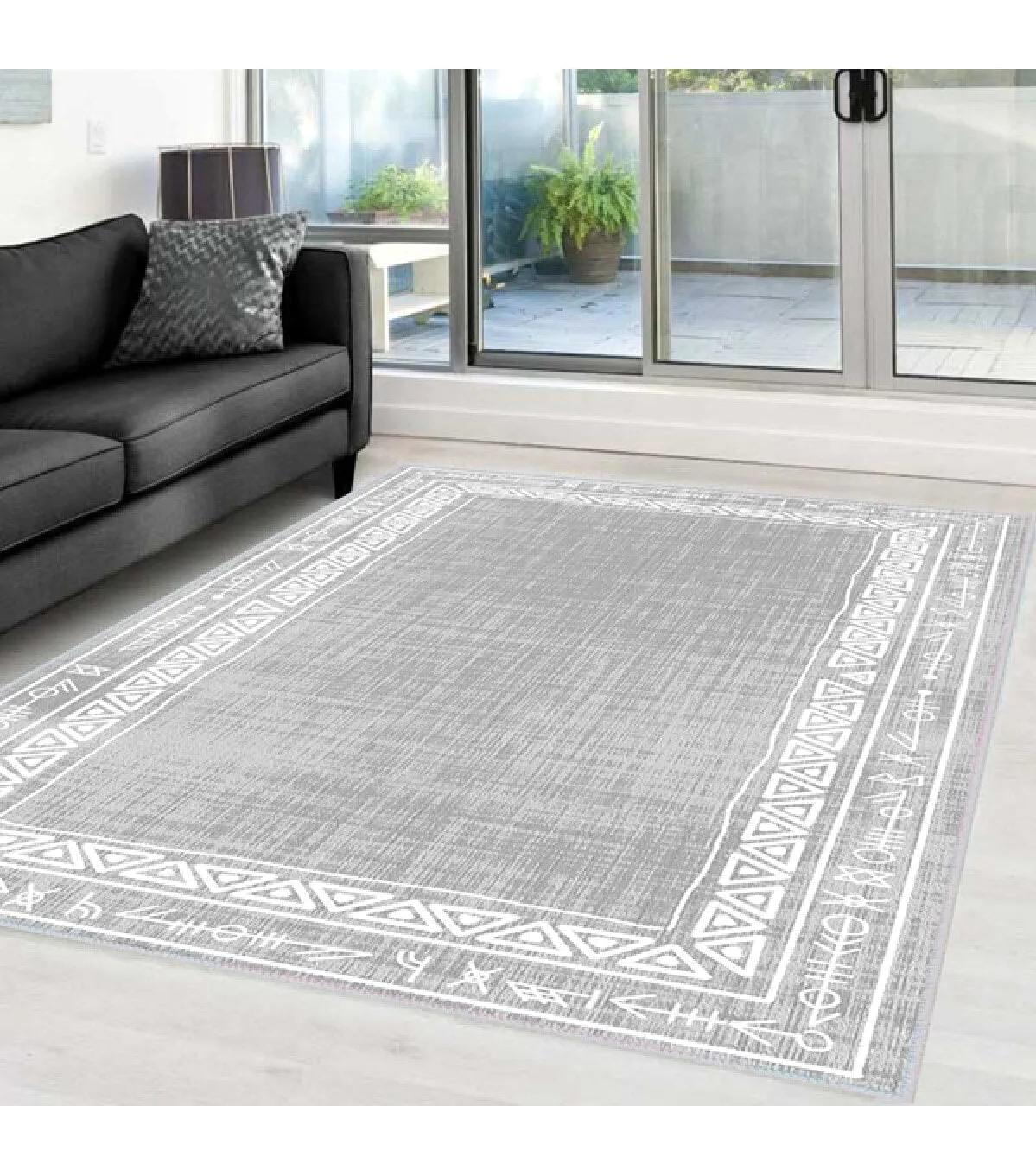 Rovigo Home RVG0008-SD563 Gri 8 mm Polyester Yıkanabilir Orta Kaymaz Dot Taban Dikdörtgen Makine Dokuma Salon Halısı 160x235 cm