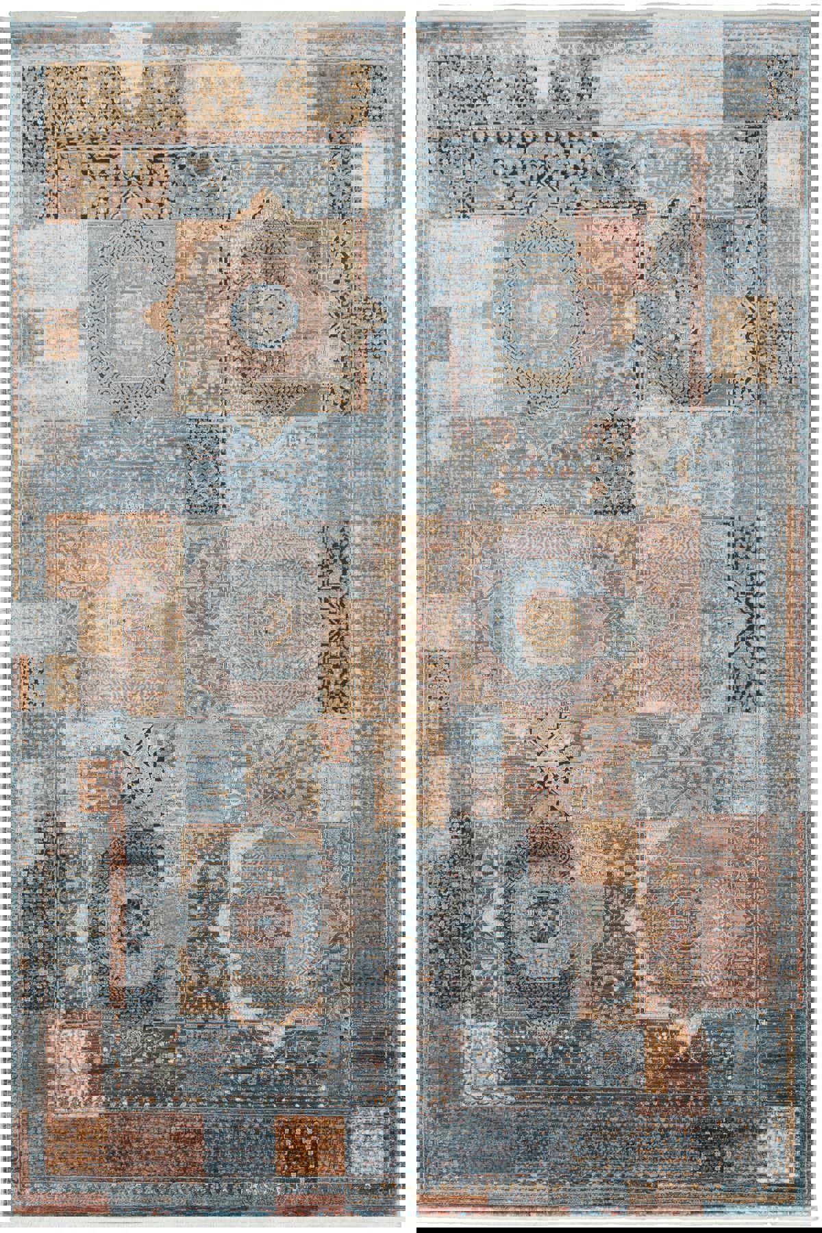 Tuğra Halı Omega OG01 Çok Renkli 14 mm Viskon Yıkanabilir Kalın Dikdörtgen Makine Dokuma Antre-Oturma Odası-Salon-Yatak Odası Halısı 120x180 cm