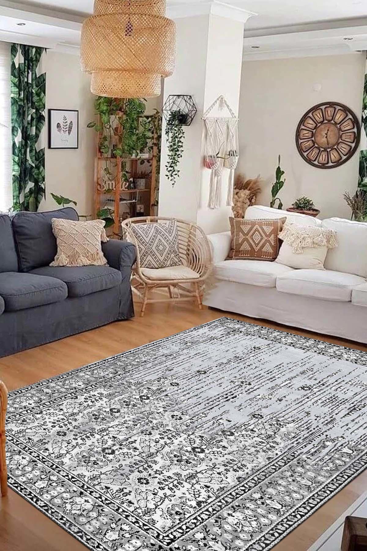 İlyaki Home Keeley Krem 0.5 mm Pamuk Yıkanabilir Kaymaz Taban Dikdörtgen Makine Dokuma Halı 160x230 cm