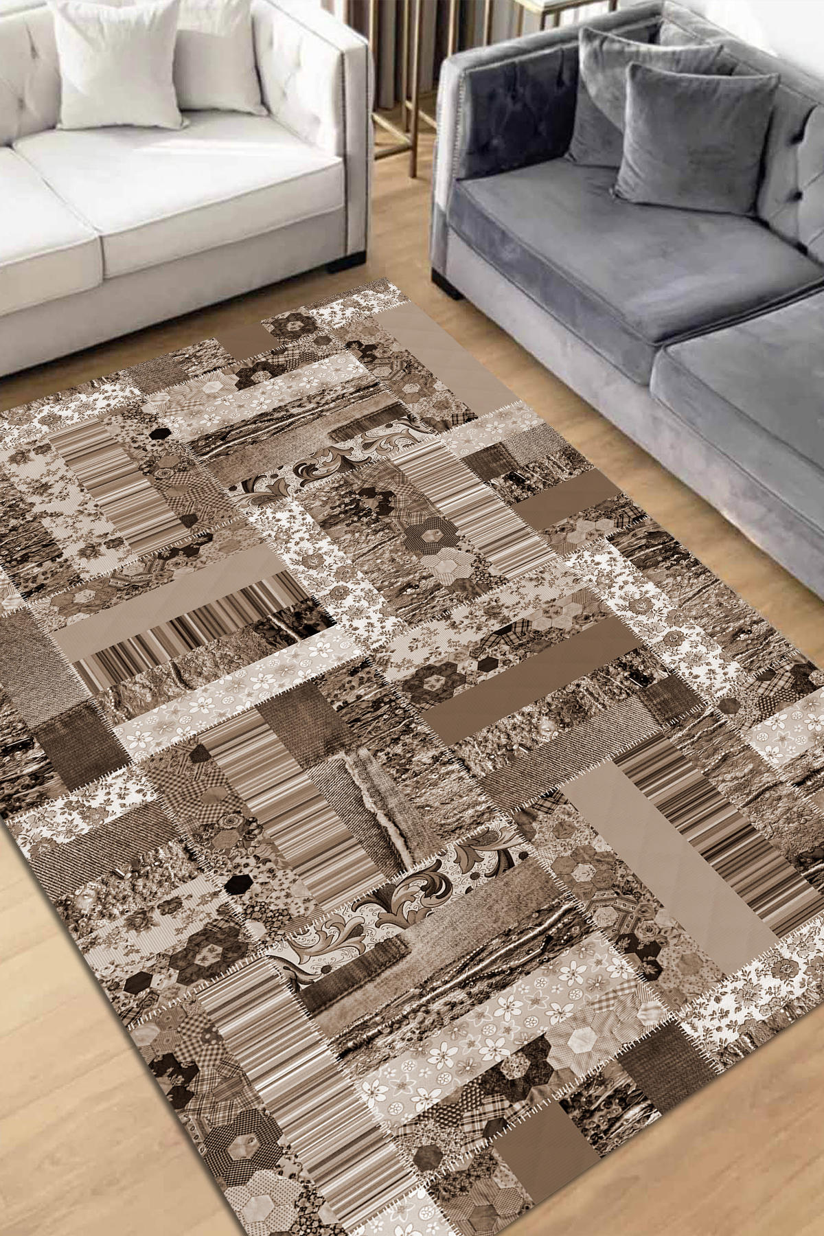 İlyaki Home Chana Krem 0.8 mm Pamuk Antialerjenik Yıkanabilir İnce Kaymaz Pamuk Taban Dikdörtgen Makine Dokuma Salon Halısı 140x140 cm