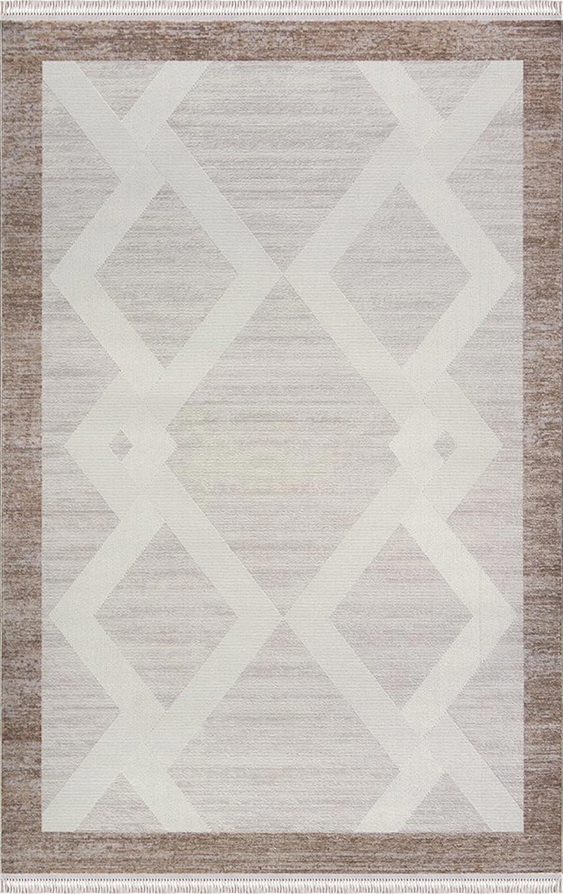 Merinos Rodin 60896 Krem 11 mm Akrilik Toz Tutmaz Yıkanabilir Kalın Kaymaz Dikdörtgen Makine Dokuma Salon Halısı 80x150 cm