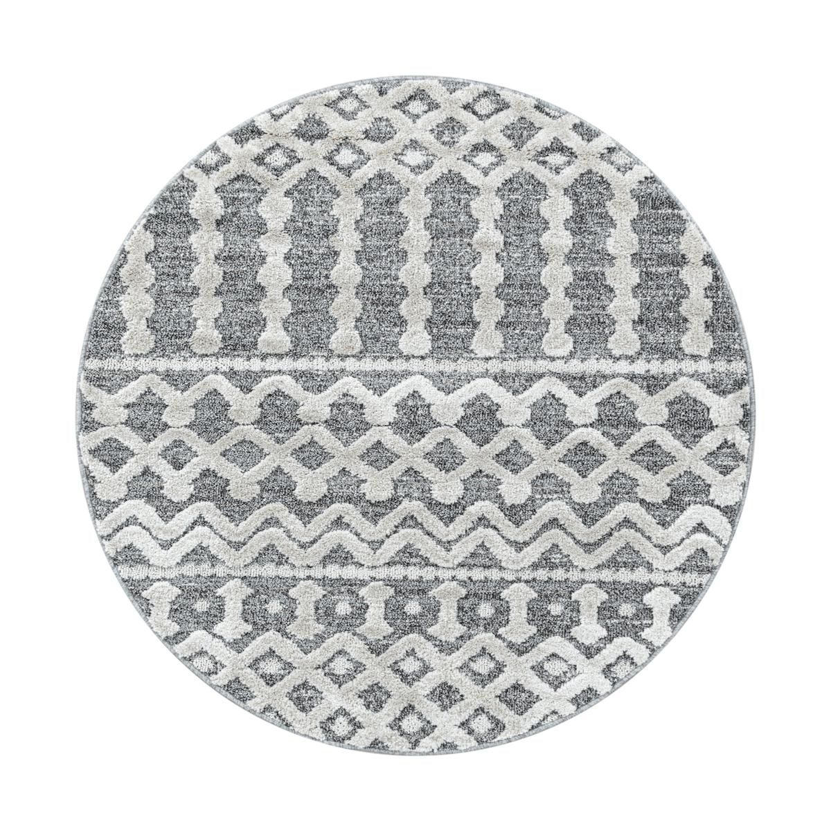 Wide Shop Gri 18 mm Polipropilen Yıkanabilir İnce Kaymaz Jüt Taban Yuvarlak Makine Dokuma Salon Halısı 80x100 cm